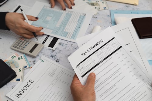 Tax documents and calculator